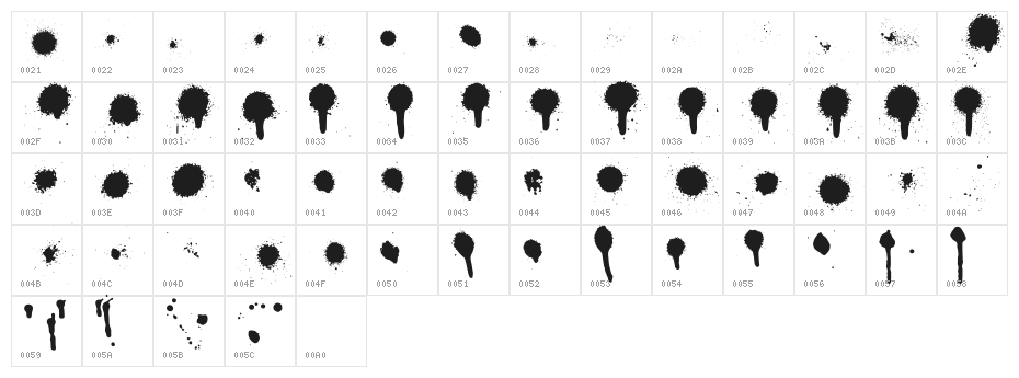 Drips Splatters Regular Character Map