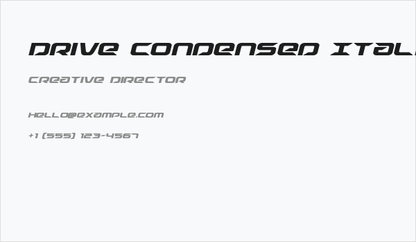 Drive Condensed Italic Business Card