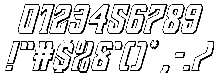 Drive Corps 3D Italic Font OTHER CHARS