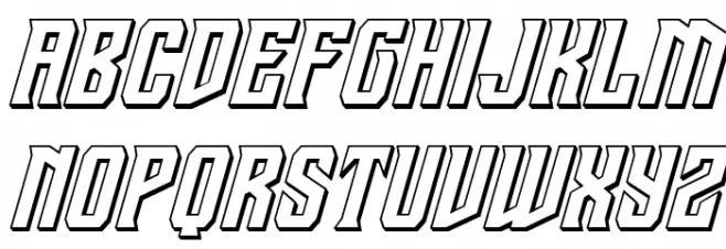 Drive Corps 3D Italic Шрифта ВЕРХНИЙ