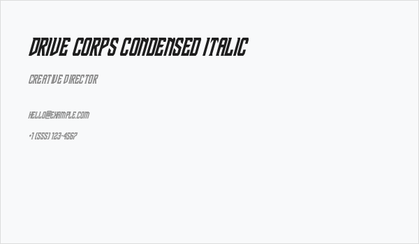 Drive Corps Condensed Italic Business Card