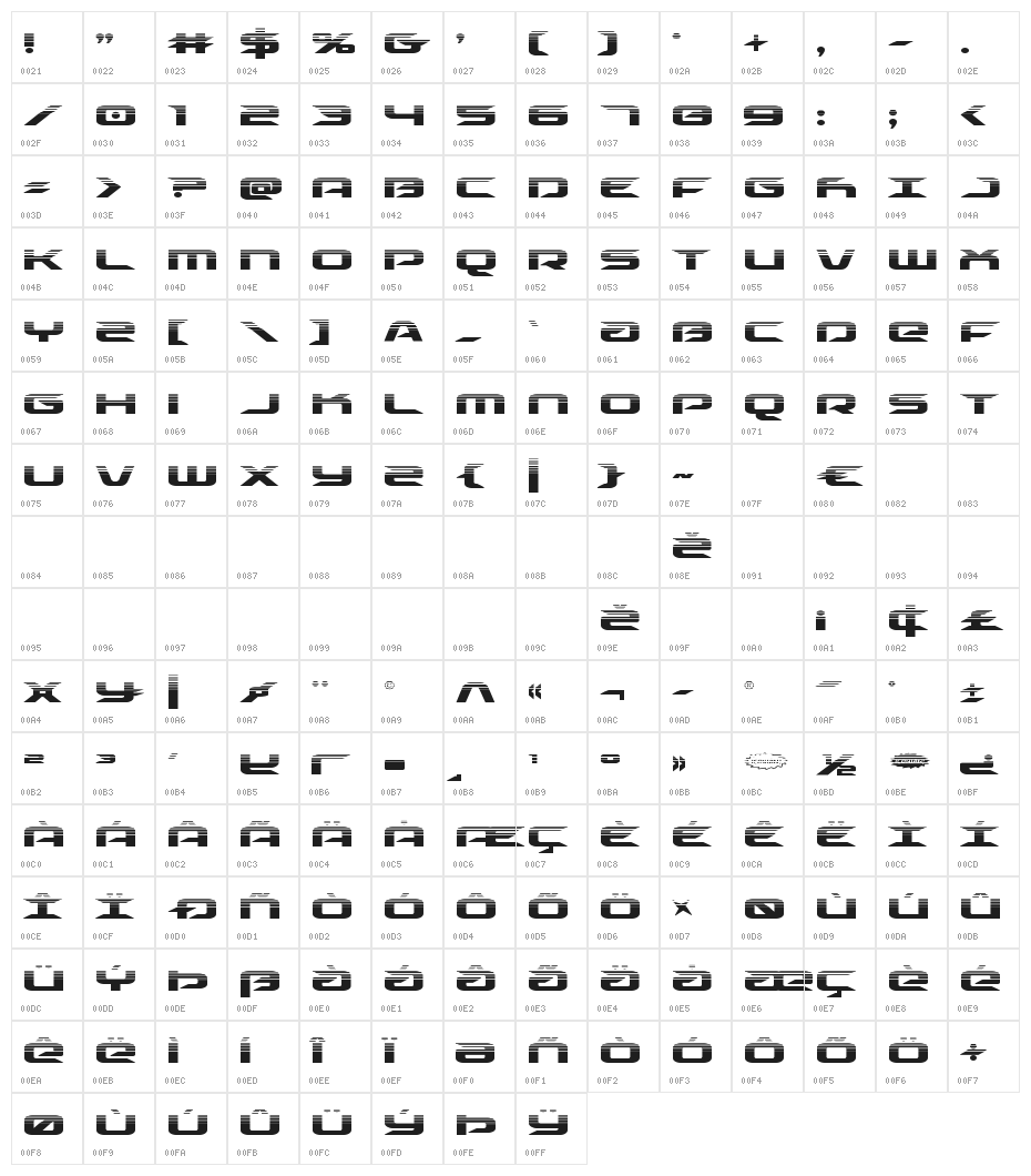 Drive Halftone Character Map