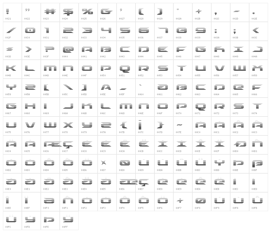 Drive Scanlines Character Map