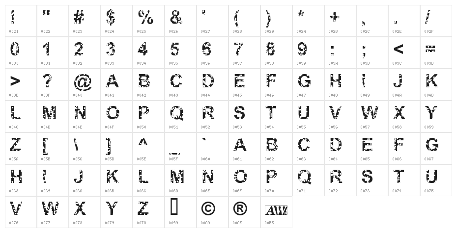 Driveby Character Map