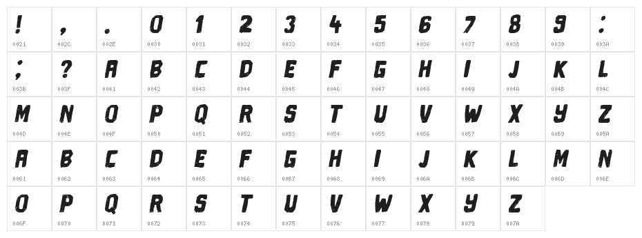 Driving Around Italic Character Map