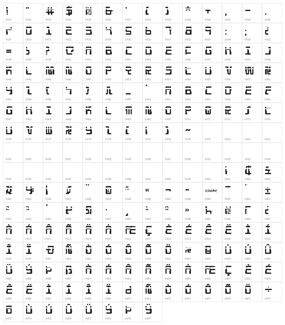 Droid Lover Laser Character Map