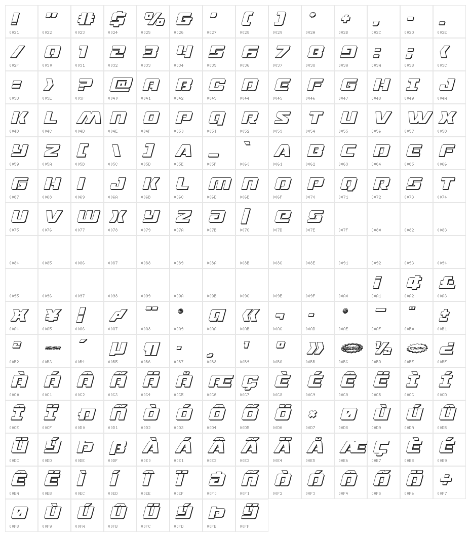 Drone Tracker 3D Italic Character Map