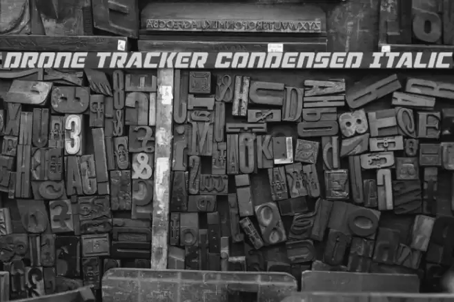 Drone Tracker Condensed Italic Font examples