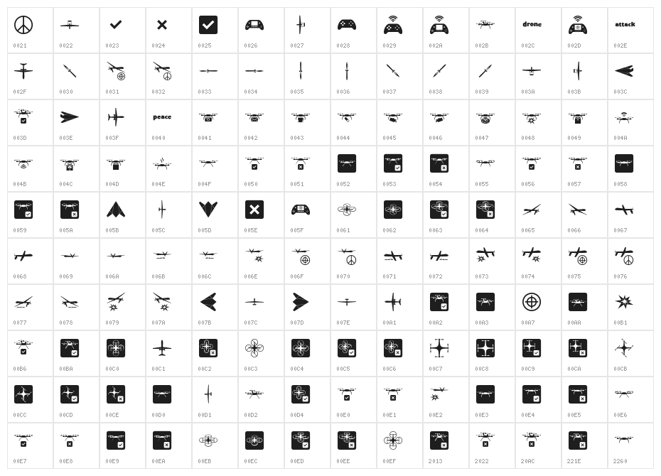 DroneAttack-Regular Character Map