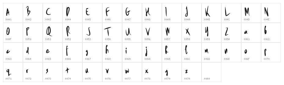 Drop Out Demo Regular Character Map