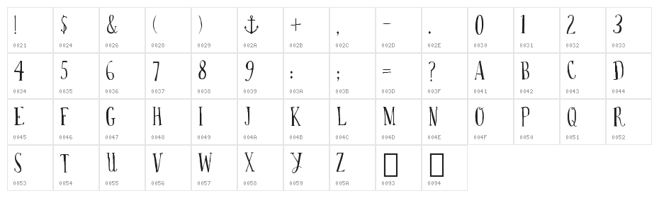 Drop your anchor Regular Character Map