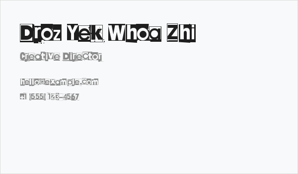 Droz Yek Whoa Zhi Business Card