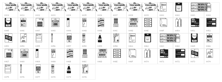 Drug Store Items JL Character Map