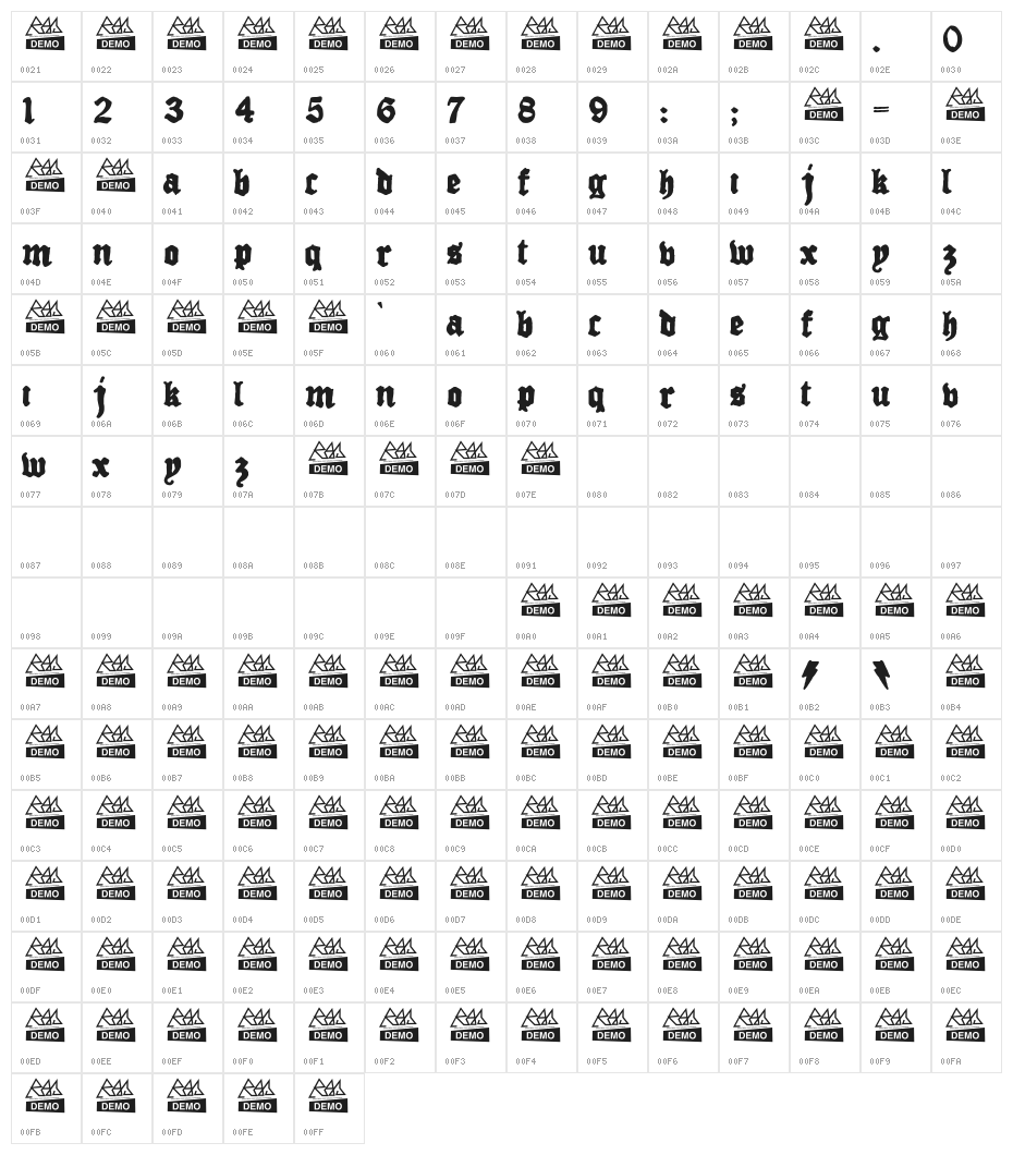 Drugstore  Regular Character Map