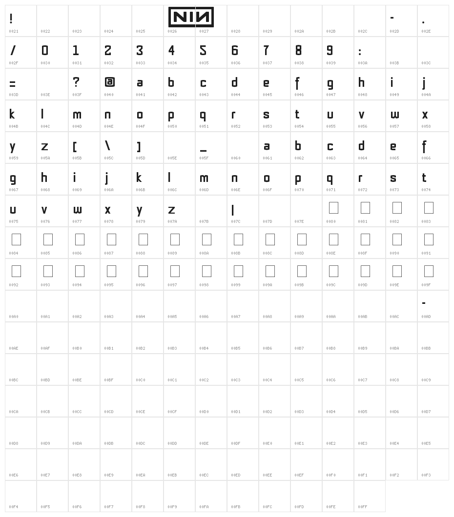DrukpaBold Character Map