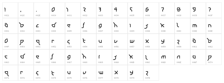 Drum and Bass LDR Regular Character Map