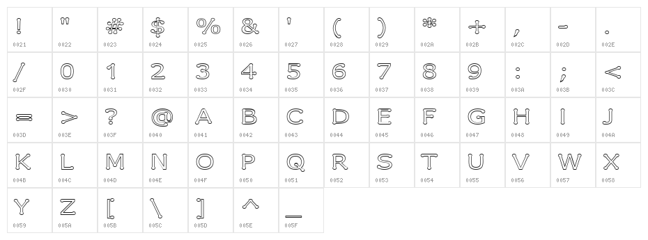 Drummon Outline Character Map