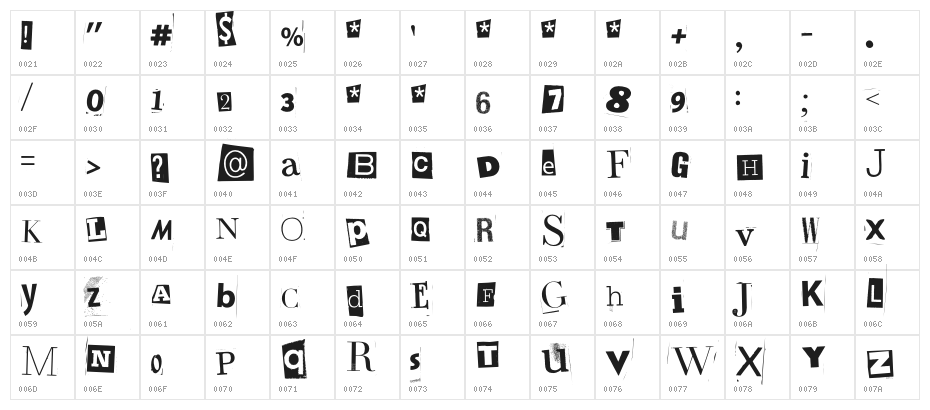 Drunken Hour DEMO Regular Character Map
