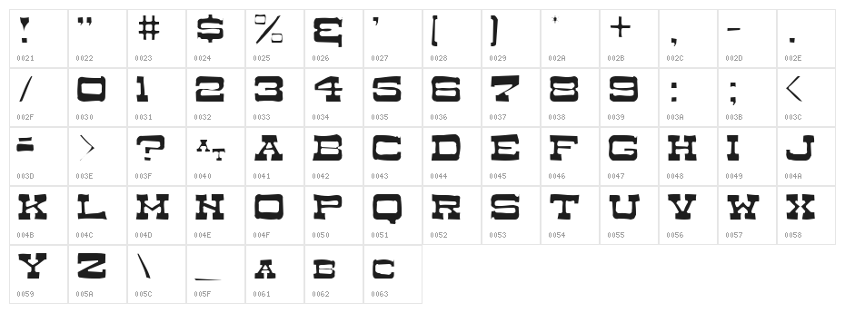 Dry Goods Antique SmC JL Character Map