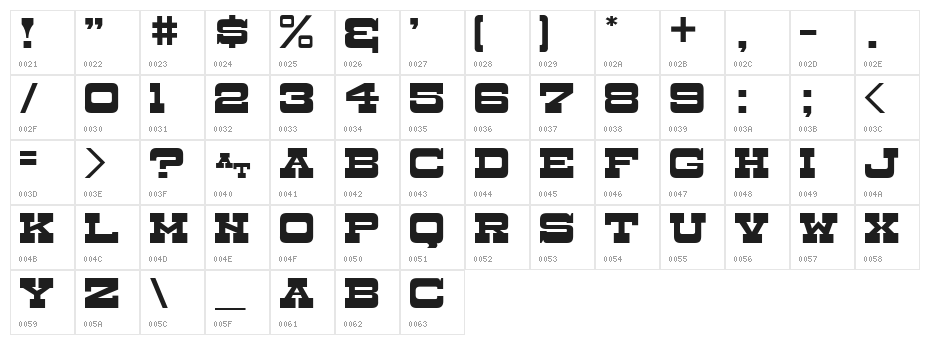 Dry Goods JL Character Map