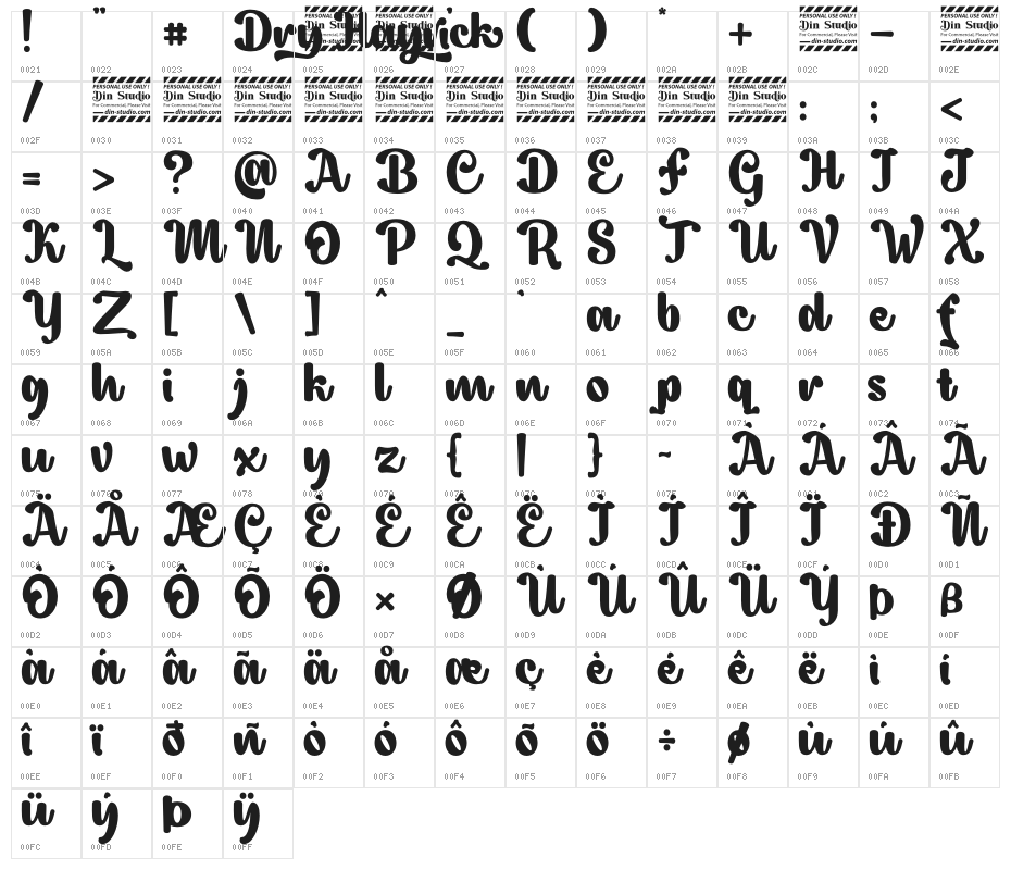 Dry Hayrick free personal use Character Map