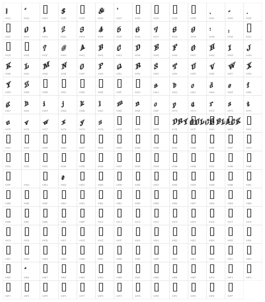 DryGulchBlack Character Map