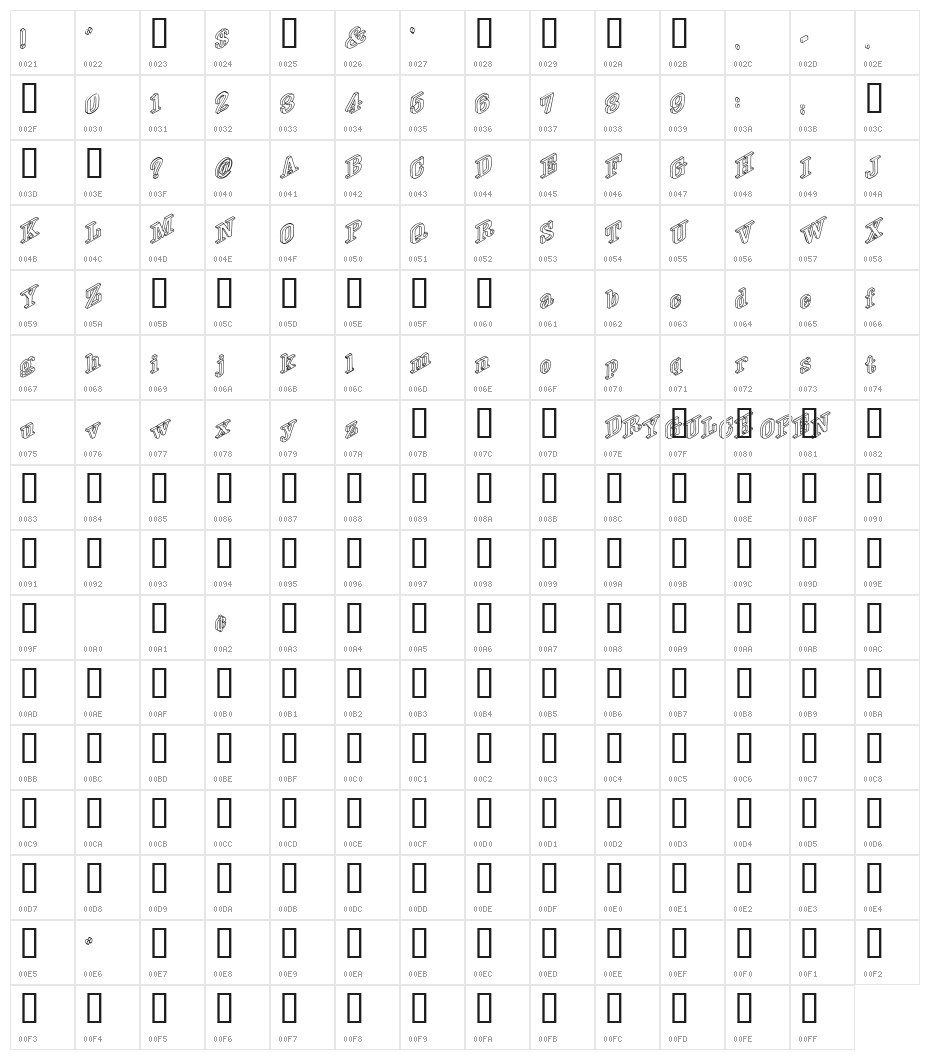 DryGulchOpen Character Map