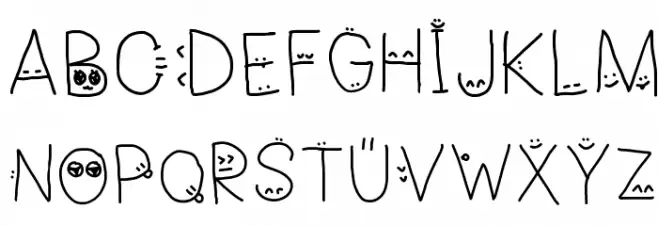 drawn faces on my letters Шрифта ВЕРХНИЙ