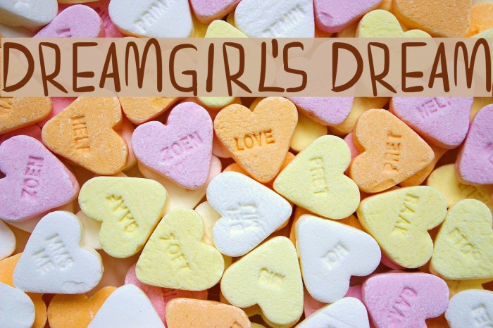 dreamgirl's dream Font examples