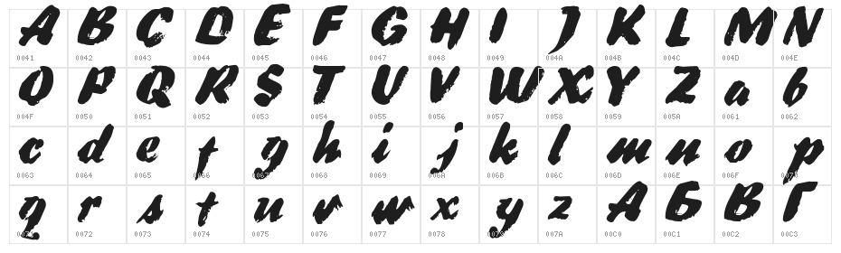DS BroadBrush Character Map