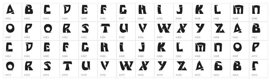 DS Comedy Cyr Bold Character Map