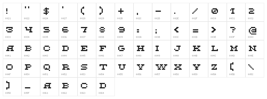 DS FlashSerif Character Map