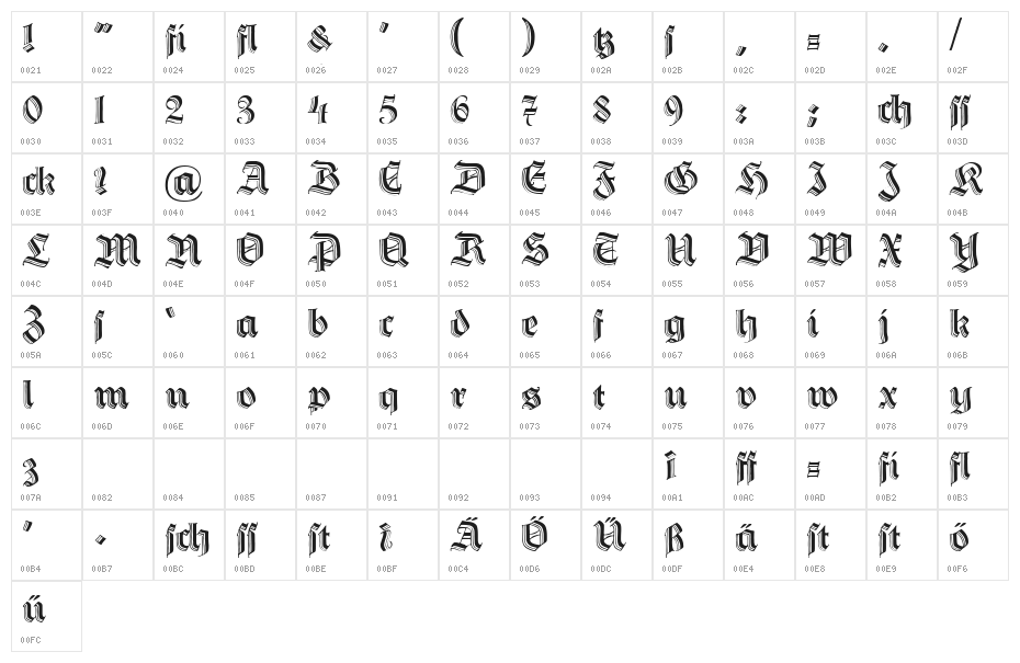DS HermannGotisch Character Map