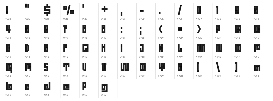 DS Quadro Black Character Map
