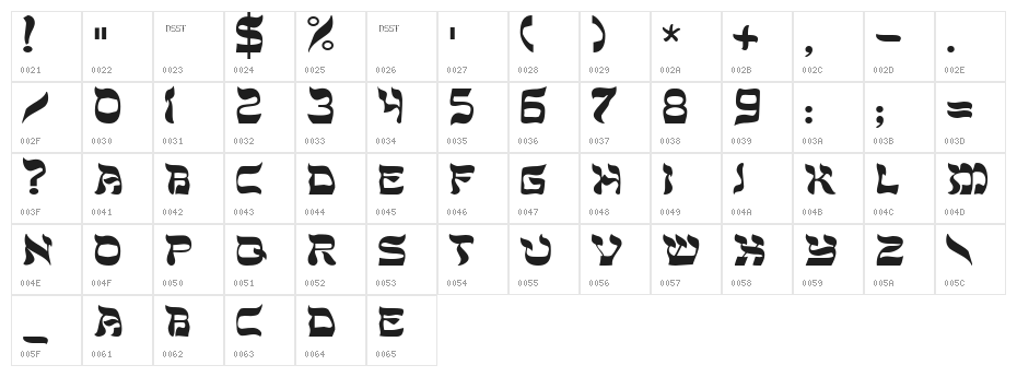 DS Sholom Medium Character Map