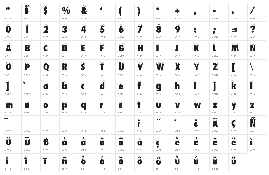 DS Snowfall Character Map