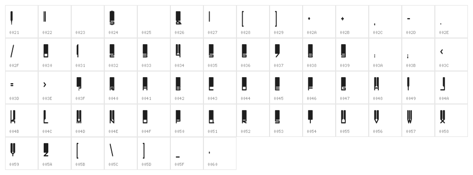 DS Vanish Medium Character Map