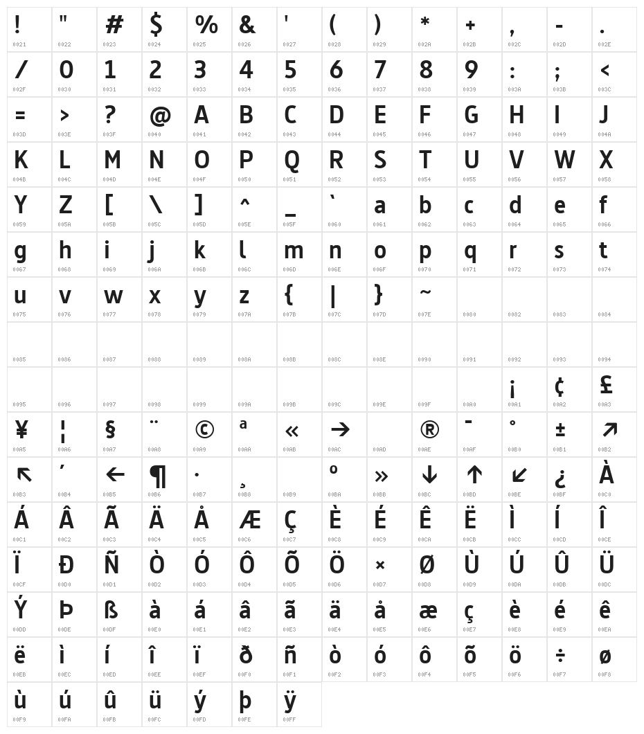 Dsignes Bold Character Map