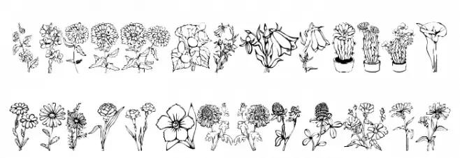 DT Flowers 1 Шрифта ВЕРХНИЙ