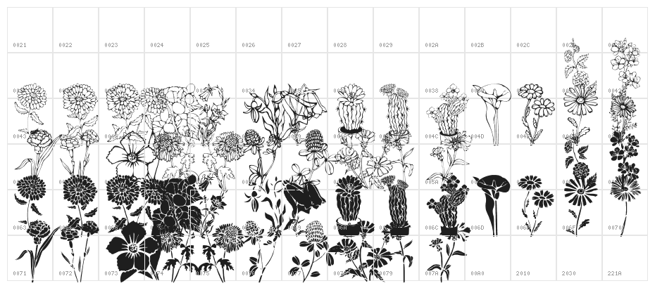 DT Flowers 1 Character Map
