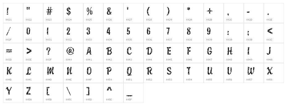 DTCBrodyM37 Character Map