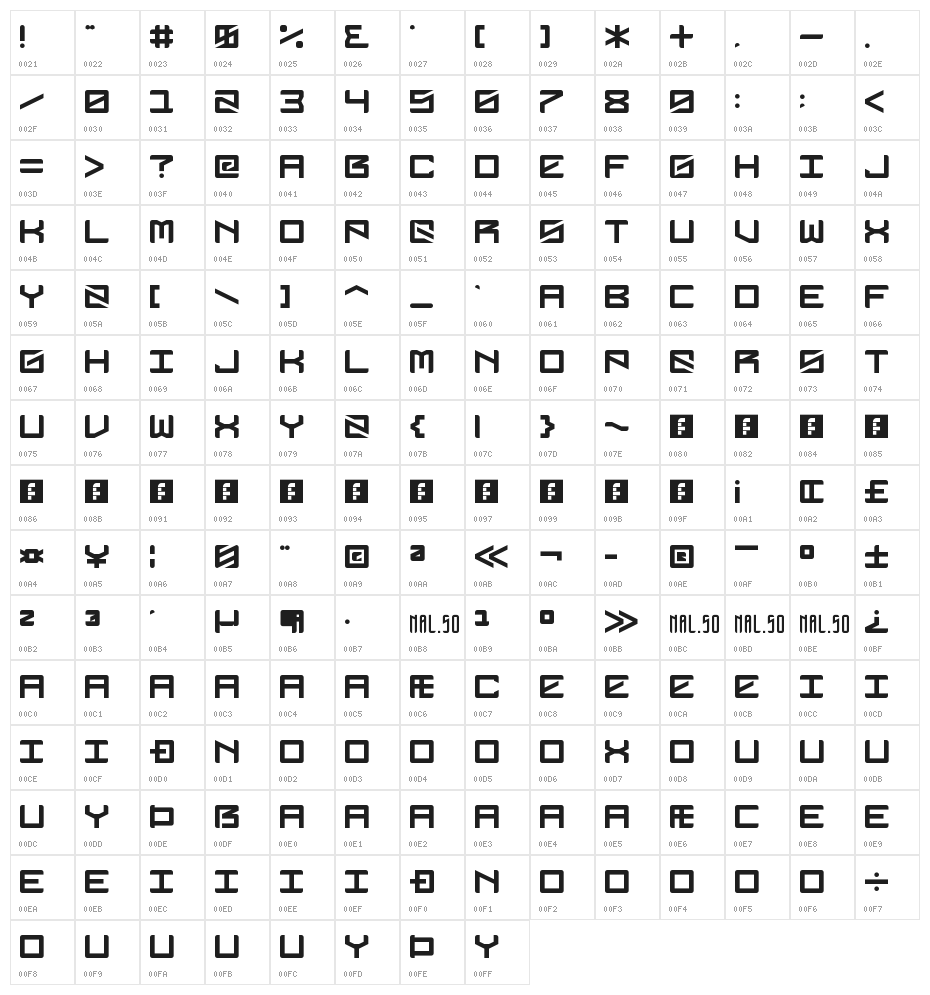 DubbingStar Regular Character Map