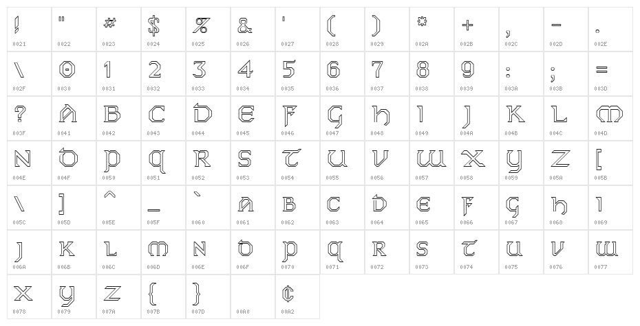 Dublin Hollow Character Map