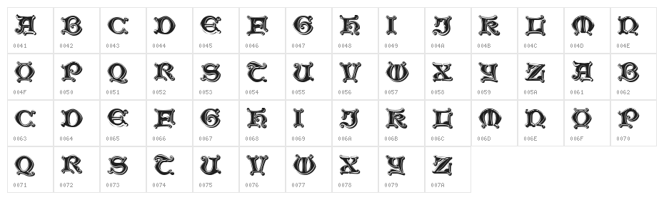 Dublin Regular Character Map