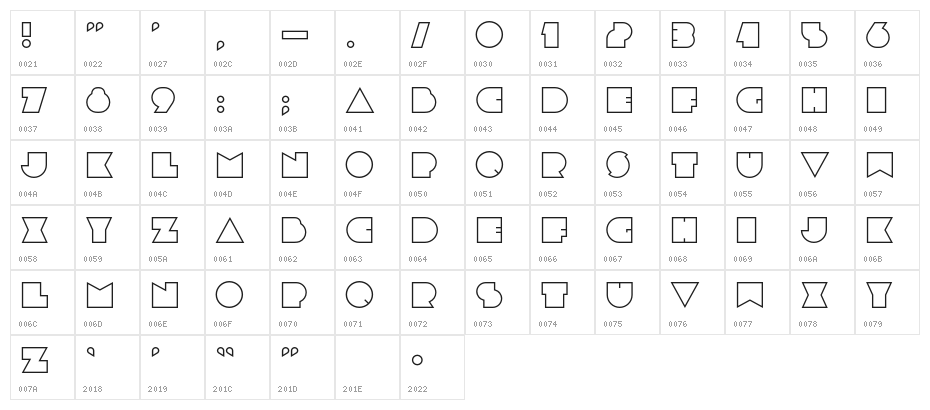 DubtronicInline Character Map