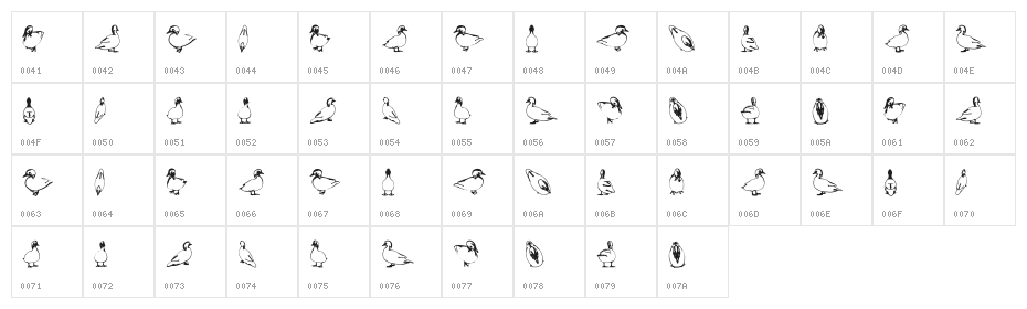 Duck Regular Character Map