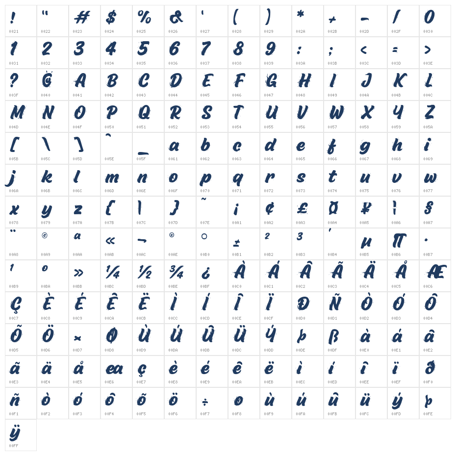 Ducks Fiesta Character Map