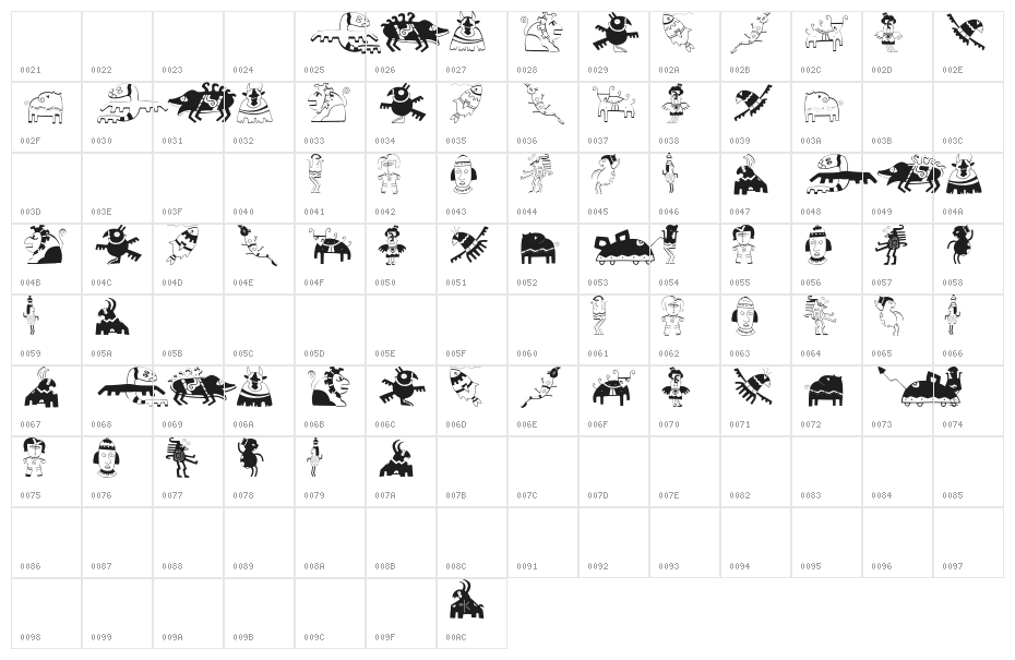 DueMillePix Character Map