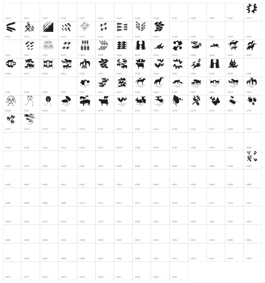 DueTresQuattro Character Map
