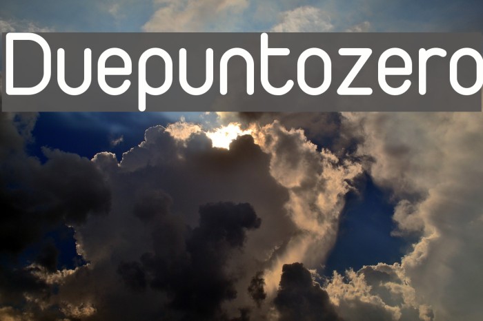 Duepuntozero Font examples